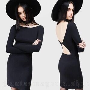Killstar Ligeia mini dress long sleeve open back goth